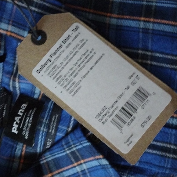 NWT🔥Prana Dolberg Flannel 100% Organic Cotton Men's XXLT - Picture 11 of 11